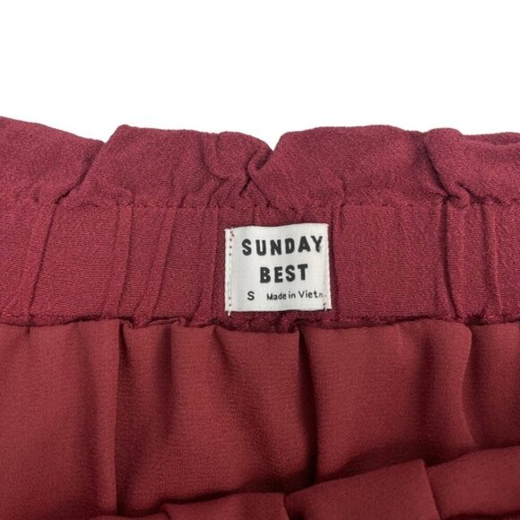 SUNDAY BEST Aritzia Trixie A-Line Mini Skirt Sz Small Red - Picture 7 of 9